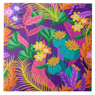 Padrão Floral Exótico Colorido-23148