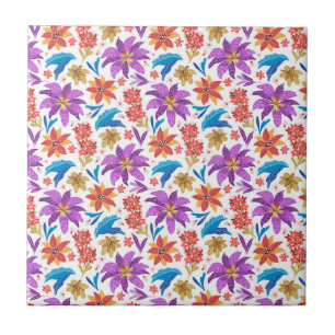 Padrão Floral Exótico Colorido Desenhado à Mão-707