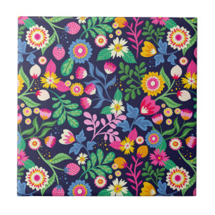 Padrão Floral Exótico Pintado à Mão-48330
