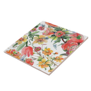 Padrão Floral Flores Silvestres Amarelo Rosa Verde