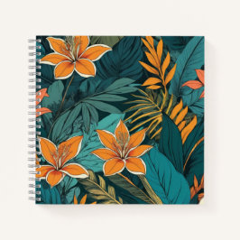 Padrão Floral Folclórico Azul Marinho e Mostarda