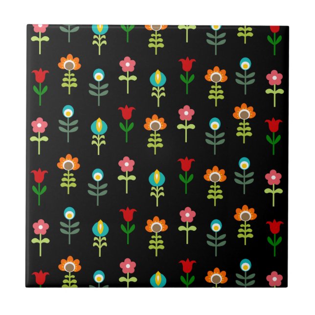 Padrão floral folclórico retrô (Frente)