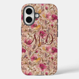 Padrão Floral Folclórico Rosa Encantador