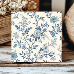 Padrão floral francês azul Toile de Jouy