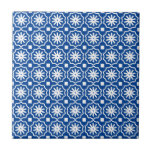 Padrão floral geométrico branco azul<br><div class="desc">azulejo de cerâmica de padrão floral geométrico branco azul</div>