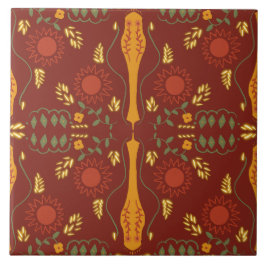 Padrão floral geométrico em marrom escuro