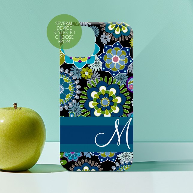 Padrão Floral Girly com Monograma (Personalized Phone Case with Custom Monogram)