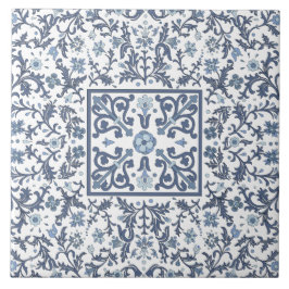 Padrão Floral Gráfico Azul Fancy