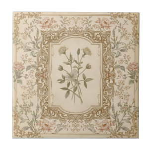 Padrão Floral Gravado Francês Vintage Elegante