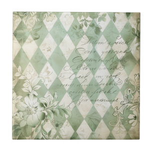Padrão Floral Harlequim Verde Vintage em Letra Man