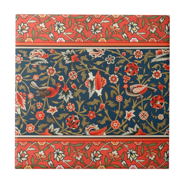Padrão Floral Indo-Persa Boêmio Vintage Vermelho (Frente)