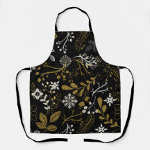 Padrão floral intrincado com dourado e branco