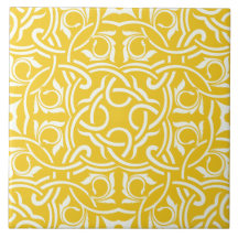 Padrão floral intrincado elegante amarelo e branco