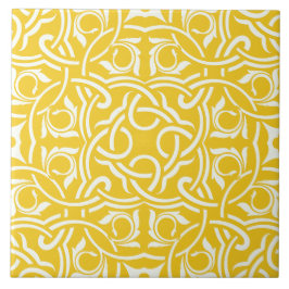 Padrão floral intrincado elegante amarelo e branco