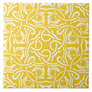 Padrão floral intrincado elegante amarelo e branco