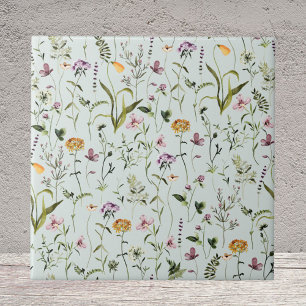 Padrão Floral Jardim de Flores Silvestres Aquarela