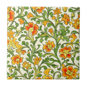 padrão floral laranja e amarelo Art Nouveau
