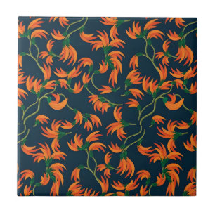 Padrão Floral Laranja Fluido