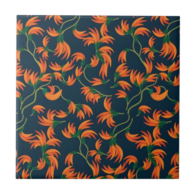 Padrão Floral Laranja Fluido (Frente)