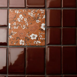 Padrão Floral Laranja Queimado