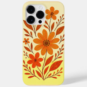 Padrão Floral Laranja Retro