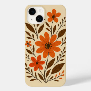Padrão Floral Laranja Retro