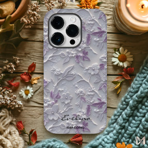 Padrão Floral Lavanda Bordado Elegante