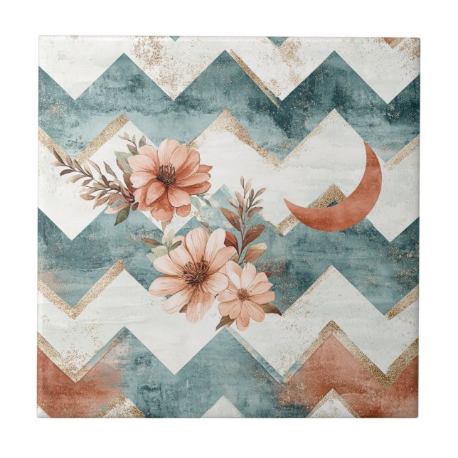Padrão Floral Lua Rústica Chevron (Frente)