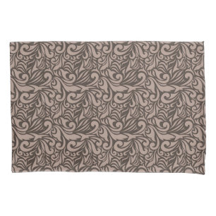 Padrão Floral Marrom Elegante sobre Fundo Rosa Cla