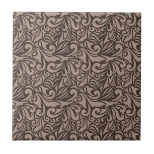 Padrão Floral Marrom Elegante sobre Fundo Rosa Cla