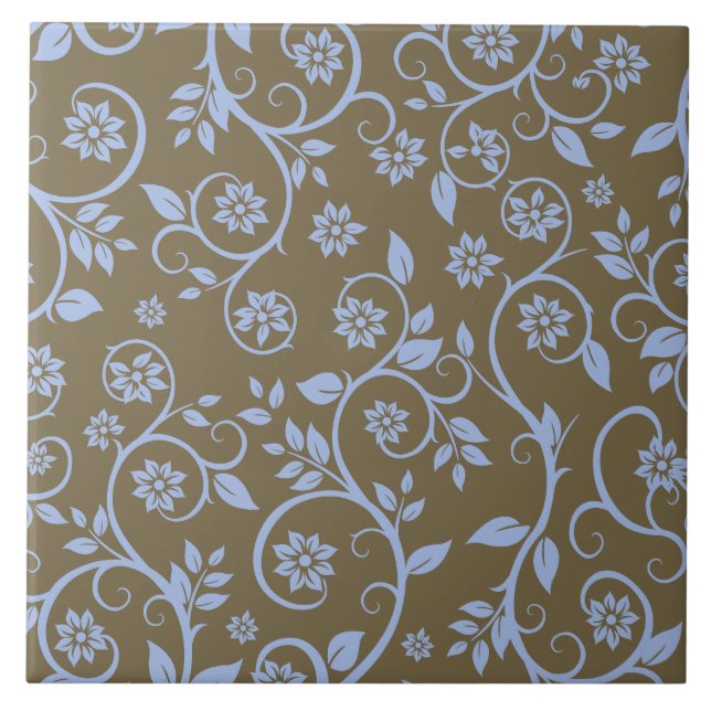 padrão floral moderno azul e marrom (Frente)