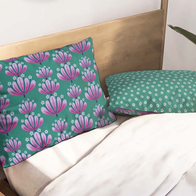 Padrão Floral Moderno em Azul Turquesa e Lavanda (Criador carregado)