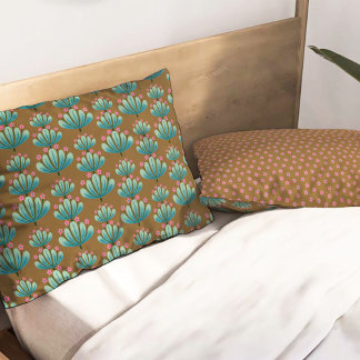 Padrão Floral Moderno em Marrom e Turquesa