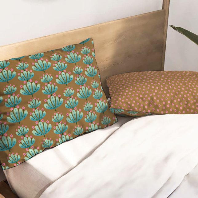 Padrão Floral Moderno em Marrom e Turquesa (Criador carregado)