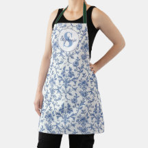 Padrão Floral Monograma Azul Toile Francês Nome