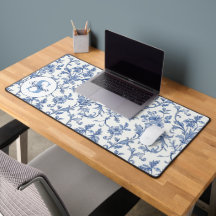 Padrão Floral Monograma Francês Toile Azul Nome