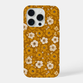 Padrão Floral Mostarda Floral Tom Quente Retro