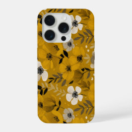 Padrão Floral Mostarda Floral Tom Quente Retro