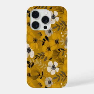 Padrão Floral Mostarda Floral Tom Quente Retro