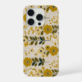 Padrão Floral Mostarda Floral Tom Quente Retro
