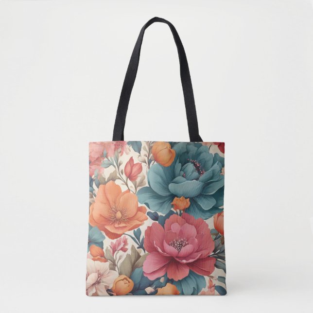 Padrão floral muda cores vibrantes Tote Bag (Frente)