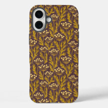 Padrão Floral Natural: Acentos Dourados Tela Escur