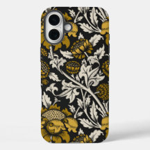 Padrão floral ornamentado com grandes flores doura
