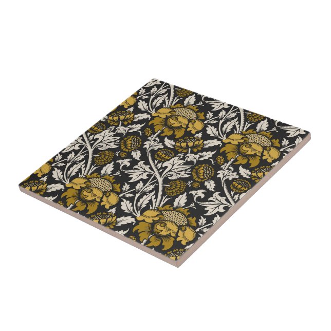 Padrão floral ornamentado com grandes flores doura (Lateral)