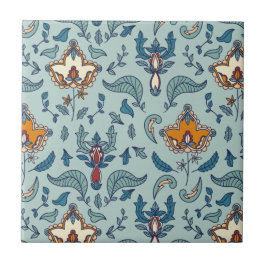 Padrão floral ornamentado em um fundo azul pálido