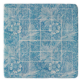 Padrão Floral Ornamental Azul e Branco