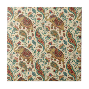 Padrão Floral Paisley Tradicional de Elefante Indi
