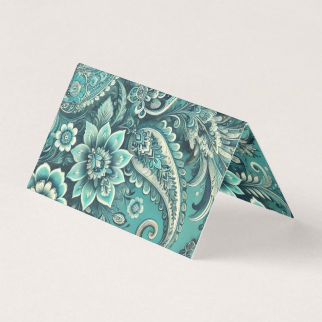 Padrão Floral Paisley Turquesa (Frente)