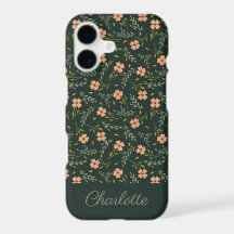Padrão Floral Pastel Aquarela Verde Escuro