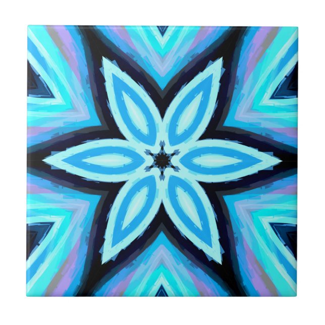 Padrão Floral Pintado de Azul Preto (Frente)